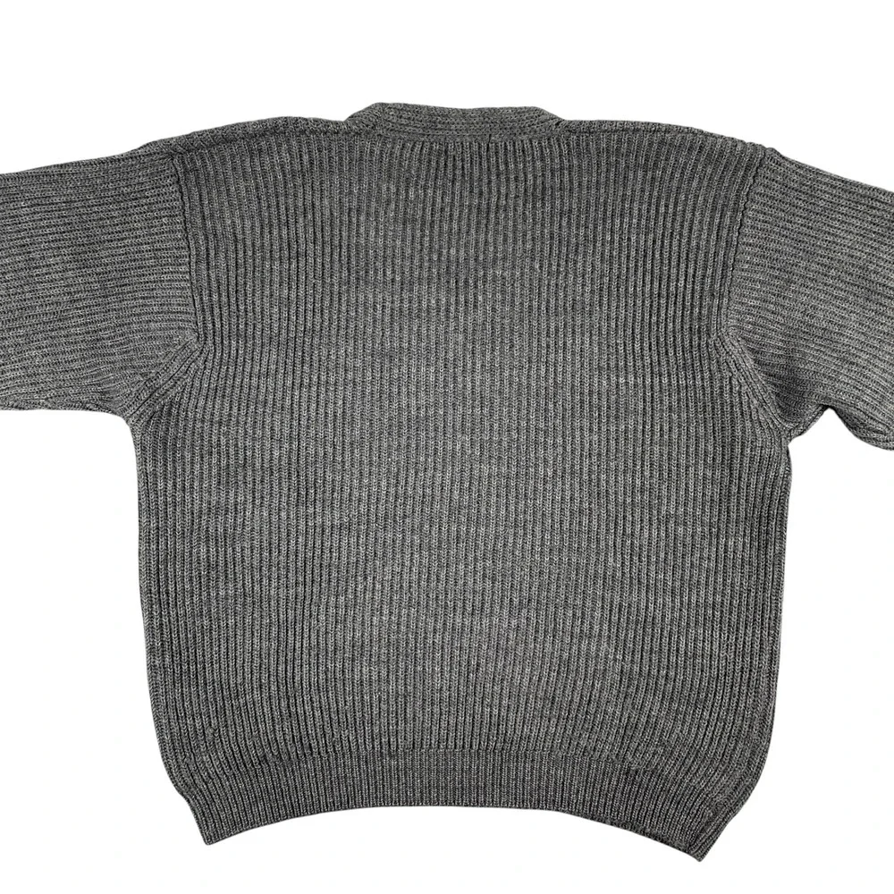 J‎ Crew Sweater Mens L Gray Oarsman 100% Wool Knit Long Sleeve Pullover V Neck